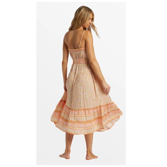 BILLABONG Wish For You Sleeveless Midi Sundress In Pink Dream Size Small - Picture 3 of 14